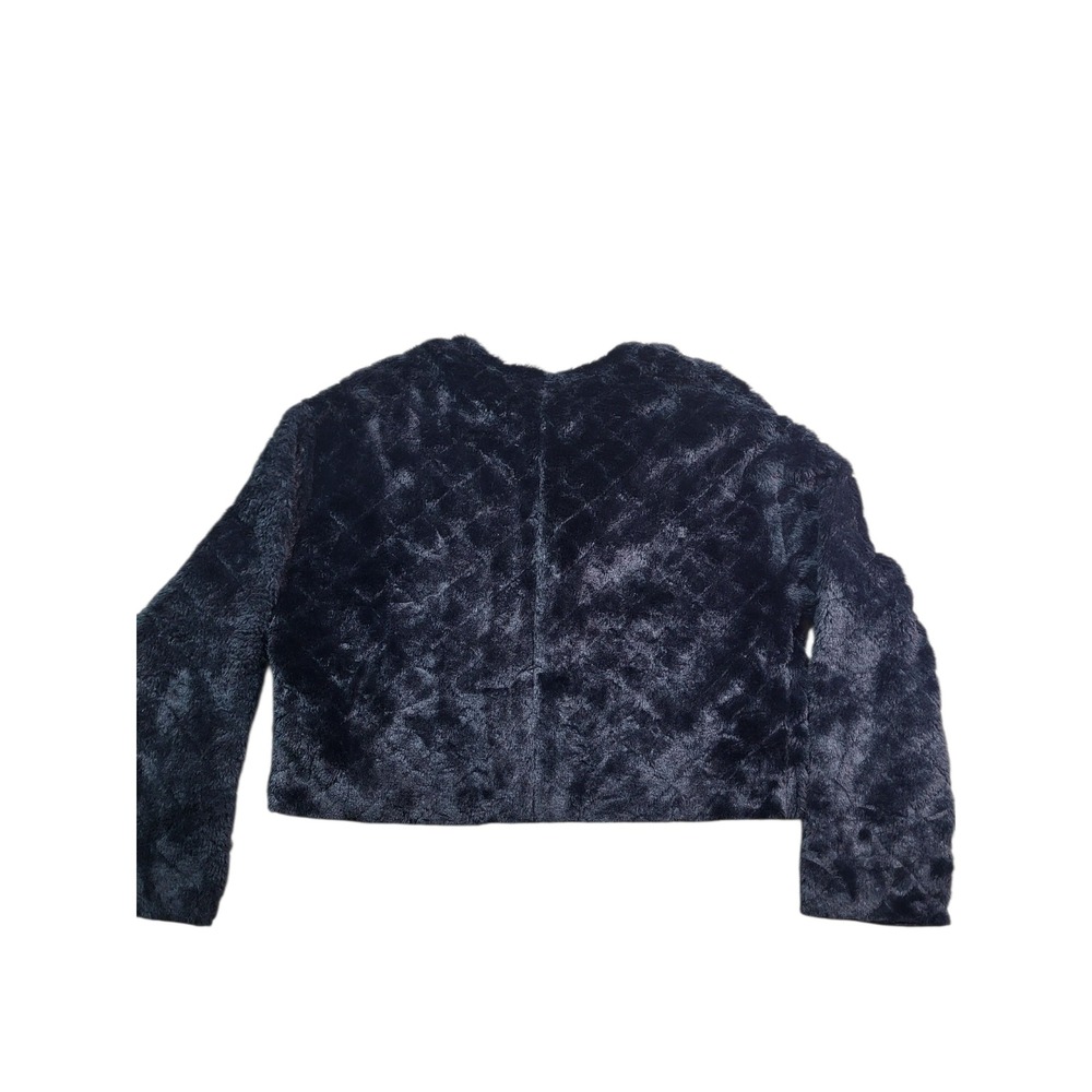 Zara Fuzzy Cropped Pullover Sweater Quilted Texture Black Medium - Picture 3 of 7